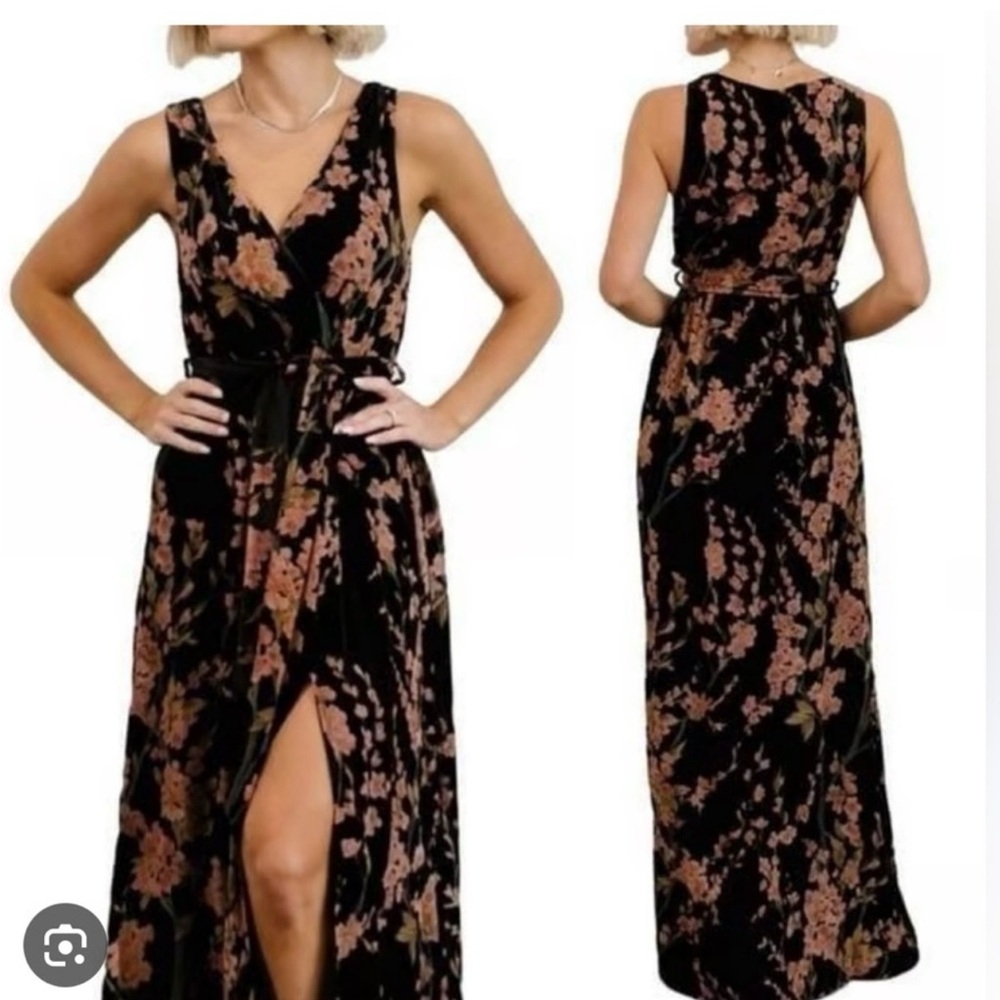 Baltic Born Velvet Floral Maxi Dress- Pink/ Black NWT- Lennon